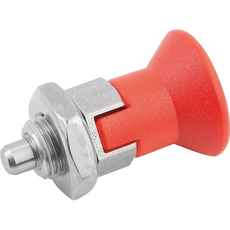 Kipp Indexing Plunger Size:4 D1=M20X1, 5, D=10, Form:D W Locking Slot W Locknut, Short Vers, Stainless K0631.1841084